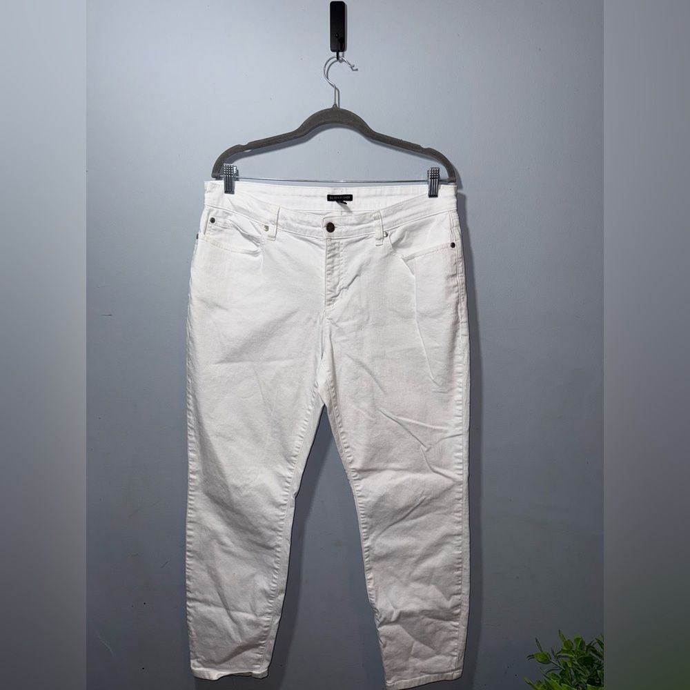 Eileen Fisher Women's White Organic Cotton Straight leg Denim Jeans Size 14 EUC